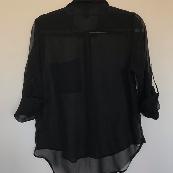 H&M Sheer Black Button Down Blouse - Picture 4 of 5